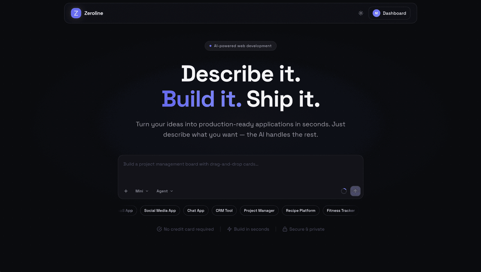 Zeroline landing page