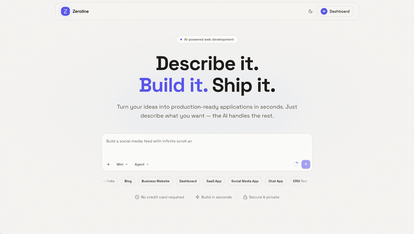 Zeroline landing page (light)
